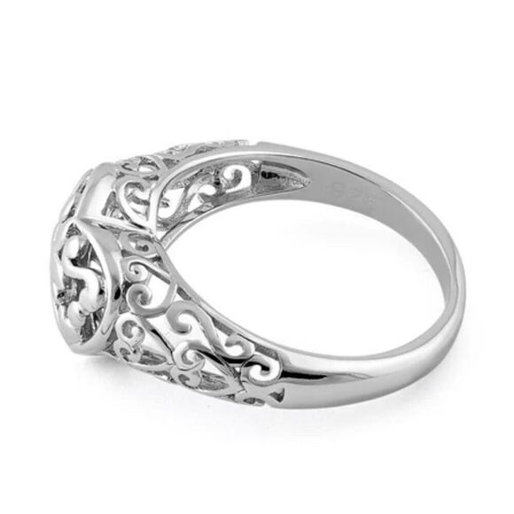 Sterling Silver Cross and Multiple Hearts Ring New - Picture 4 of 7